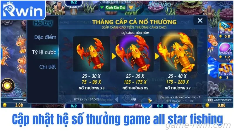 Hệ số thưởng game bắn cá